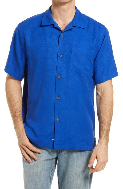 Tommy Bahama Tropic Isle Short Sleeve Button-up Silk Camp Shirt In Cobalt Haze