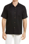 Tommy Bahama Tropic Isle Short Sleeve Button-up Silk Camp Shirt In Black