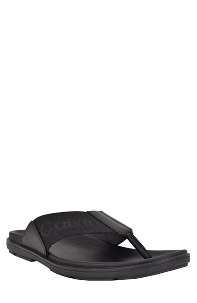 Calvin Klein Men's Weslyn Logo Thong Sandals In Black