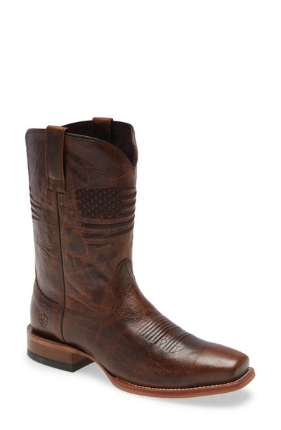 Ariat Circuit Patriot Square Toe Cowboy Boot In Bar Top Brown