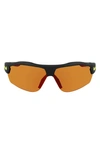 Nike Show X3 72mm Oversize Wraparound Sunglasses In Matte Black/ Volt / Grey