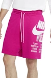 Nike Sportswear World Tour Graphic Drawstring Shorts In Fireberry