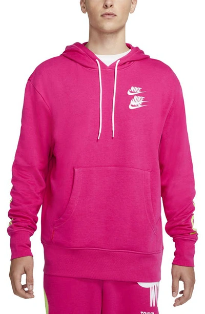 Nike Sportswear World Tour Graphic Hooded Sweatshirt In Pink/white