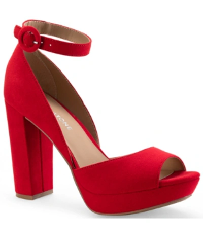 Sun + Stone Women's Reeta Peep Toe Block Heel Platform Sandals, Created For Macy's In Red