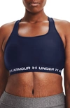 Under Armour Women's Heatgear Medium Impact Sports Bra In Midnight Navy / Midnight Navy / White