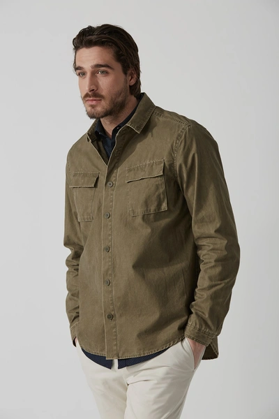 Frank + Oak Washed Military Overshirt In Silver Sage