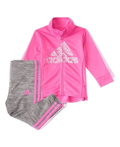 Adidas Originals Kids' Toddler Girls Jacket And Melange Tight Set, 2 Piece In Screem Pink