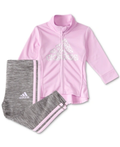 Adidas Originals Kids' Toddler Girls Jacket And Melange Tight Set, 2 Piece In Lt Lilac