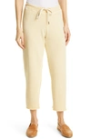 The Great The Wide Leg Cropped Sweatpants In Light Lemon