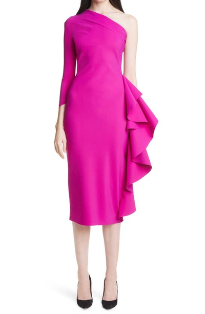 Chiara Boni La Petite Robe Sia Ruffle One-shoulder Cocktail Dress In Cyclamen