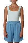 Nia Ribbed Square Neck Tank In Mint