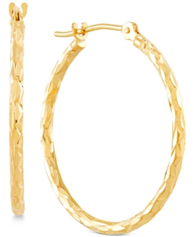 Macy's Textured Round Hoop Earrings In 10k Gold, 25mm In Yellow Gold