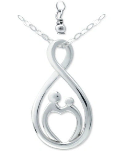 Giani Bernini Mother & Child Infinity Pendant Necklace In Sterling Silver, 16" + 2" Extender, Created For Macy's