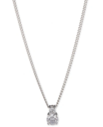 Givenchy Rose Gold And Silk Crystal Pendant Necklace In Silver