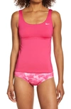 Nike Plus Size Solid Essential Scoop-neck Tankini Top Women's Swimsuit In Fireberry
