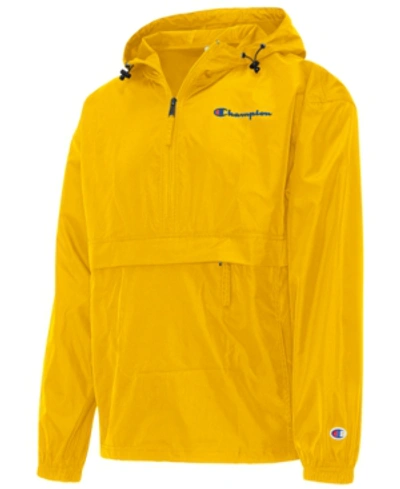 Champion Men's Packable Half-zip Hooded Water-resistant Jacket In Gold