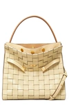 Tory Burch Lee Radziwill Woven Double Satchel Bag In Cream