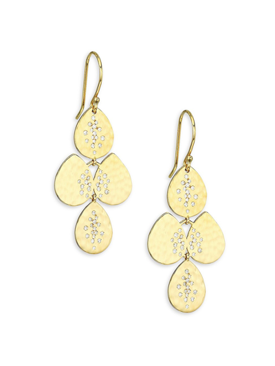 Ippolita Women's Stardust 18k Yellow Gold & Diamond Small Hammered Teardrop Cascade Earrings