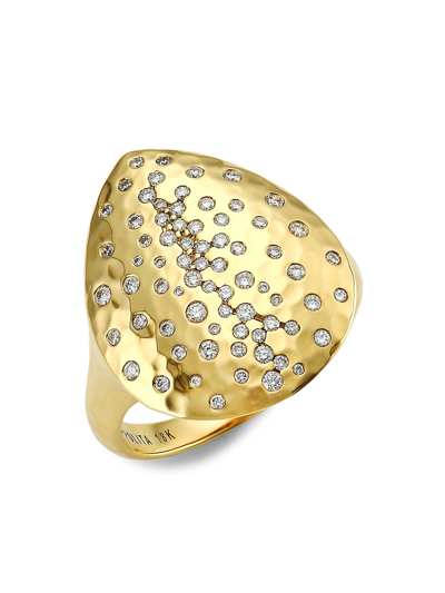 Ippolita Women's Stardust 18k Yellow Gold & Diamond Crinkle Teardrop Ring