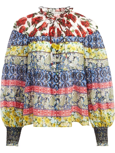Alice And Olivia Marlyn Tiered Printed Cotton And Silk-blend Blouse In French Quarters Multi