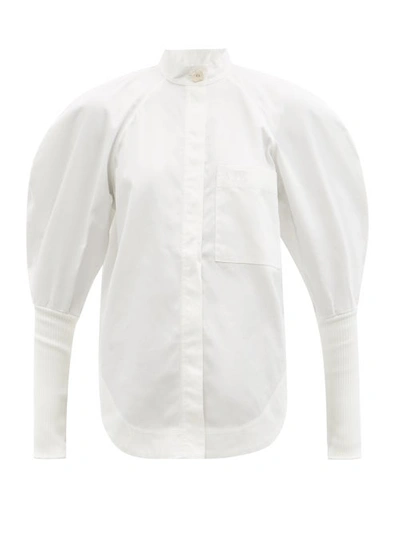 Aje Chaise Puff-sleeve Cotton-twill Shirt In White