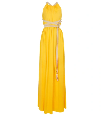 Max Mara Elegante Orde Silk Charmeuse Maxi Dress In Yellow,gold