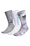 Adidas Originals Assorted 3-pack Colorwash Crew Socks In White/ Grey/ Onix/ Black/ Blue