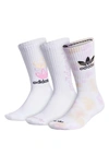 Adidas Originals Assorted 3-pack Colorwash Crew Socks In White/ Orange/ Lilac/ Black