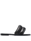 Proenza Schouler Puffy Lambskin Slide Sandals, Black In Black/white