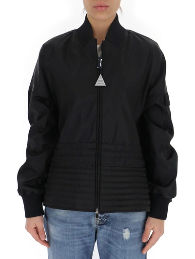 Moncler Balah' Pleated Elastic Waist Bomber Jacket In Black