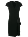 Versace Zipped Ruffle Detail Dress In Black
