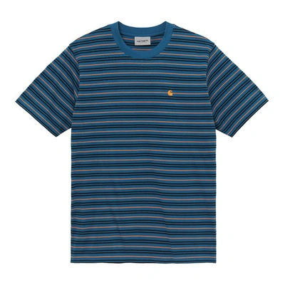 Carhartt Wip Akron Stripe T-shirt Shore In Blue