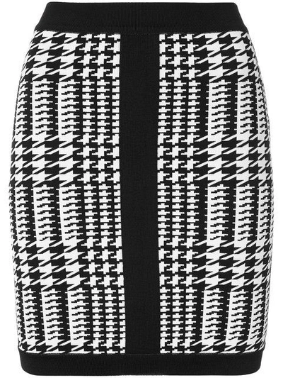 Balmain Houndstooth Mini Skirt In Black & White