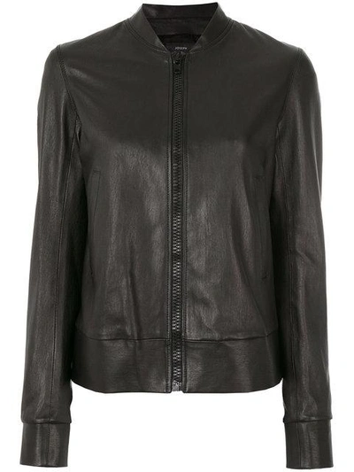 Joseph Leather Zipped Jacket In Black
