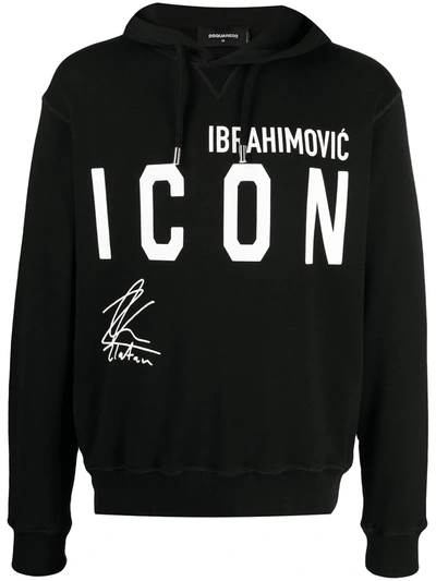Dsquared2 X Ibrahimović Icon Drawstring Hoodie In Black