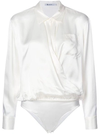 Alexander Wang T By  Collared Silk Blouse - White