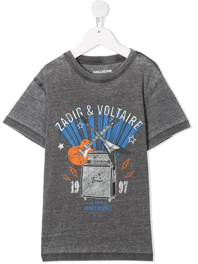 Zadig & Voltaire Teen Logo-print Short-sleeved T-shirt In Gris