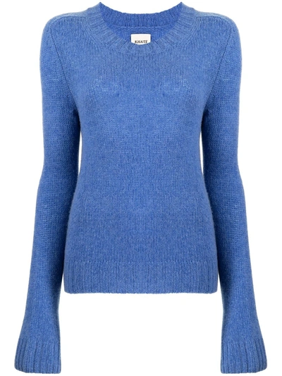 Khaite Stefka Knitted Cashmere Hoodie In Blue