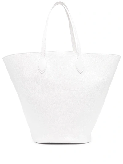 Khaite Osa Circle Medium Textured Leather Tote Bag In White