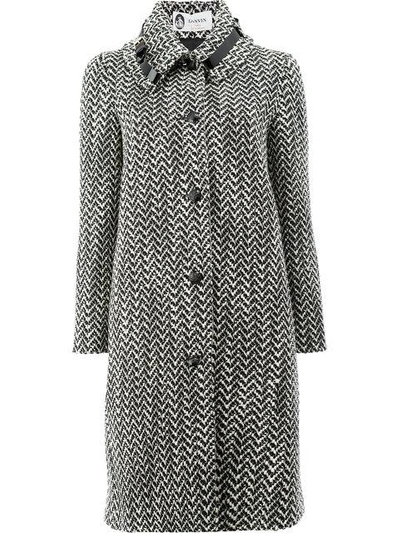 Lanvin Tweed Style Buckle Detail Collar Coat