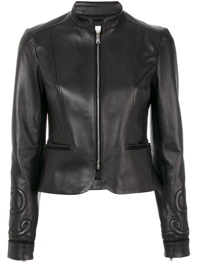 Red Valentino Fitted Zip Jacket In Black