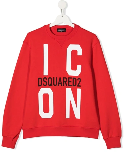 Dsquared2 Teen Icon-print Logo Sweatshirt In Red