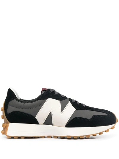 New Balance Leather Logo-patch Trainers In Black