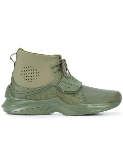 Fenty X Puma 30mm Fenty Neoprene High Top Trainers In Military Green