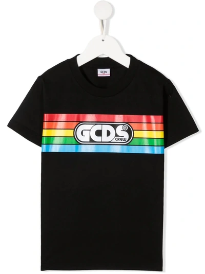 Gcds Kids' Logo-print Short-sleeved T-shirt In Black
