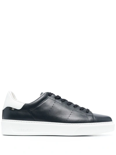 Woolrich Perforated Low-top Leather Sneakers In Blue