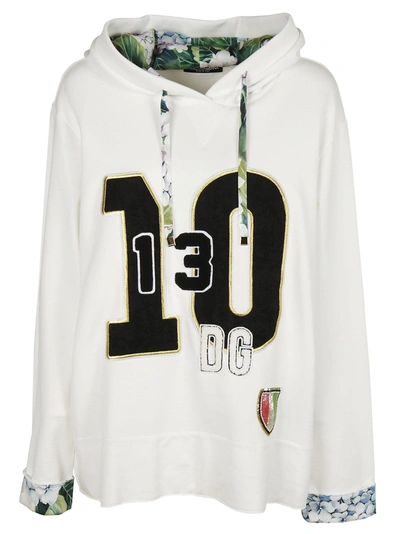 Dolce & Gabbana Patched Detail Hoodie In Bianco