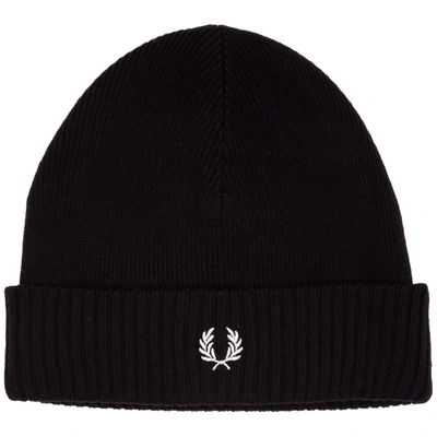 Fred Perry Men's Wool Beanie Hat In Nero