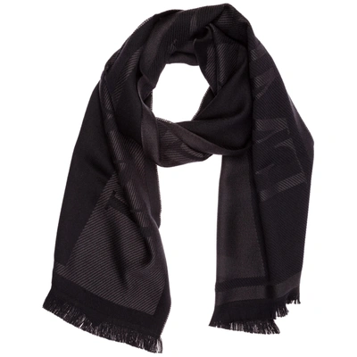 Emporio Armani Quelques Fleurs Royale Collection Privee Wool Scarf In Black