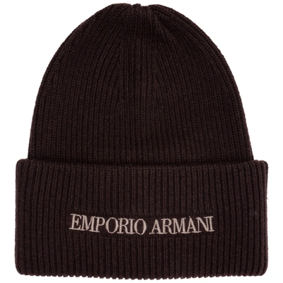 Emporio Armani Men's Beanie Hat In Brown